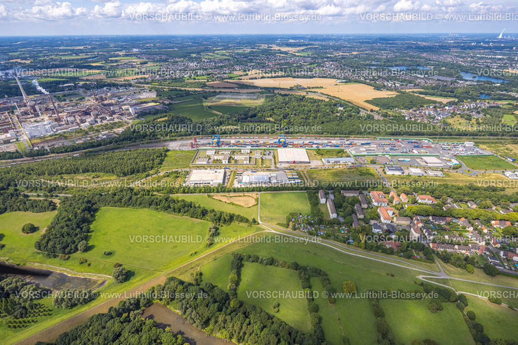 Duisburg250704719West | Luftbild, logport III (Drei) Hohenbudberg, Anssems Anhänger Firmengebäude, Terminal Dahlingstraße, Fernsicht, Friemersheim, Duisburg, Ruhrgebiet, Nordrhein-Westfalen, Deutschland
