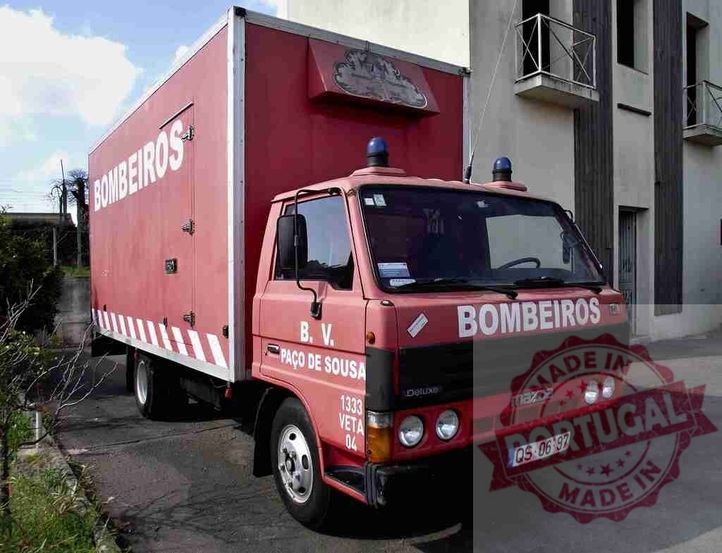 Bombeiros Mazda emergency service truck at Paço de Sousa | Bombeiros Mazda truck parked, representing fire and rescue services in Portugal - Realized with Pictrs.com