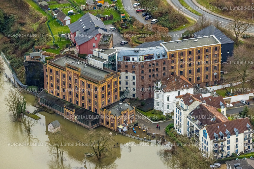 Hattingen231202320Ruhr | Luftbild, Ruhrhochwasser, Weihnachtshochwasser 2023, starke Regenfälle,  Baak, Hattingen, Ruhrgebiet, Nordrhein-Westfalen, Deutschland