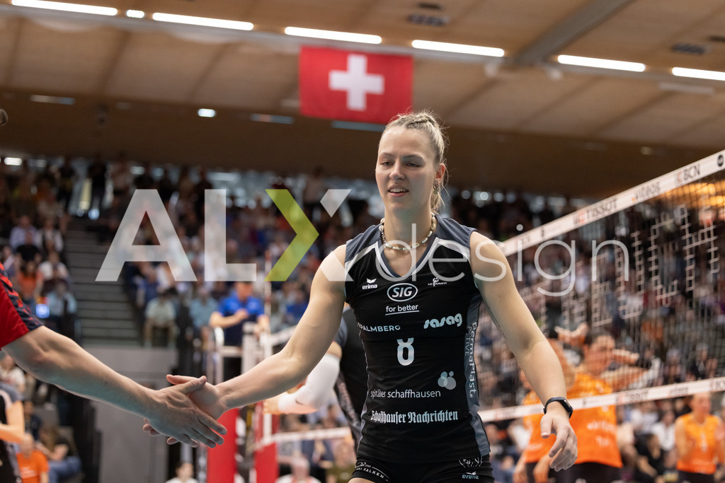 Volleyball I Frauen I Saison 2025-2026 I Volleyball NLA | Women I  Playoffs Finals 1/5 I viteos NUC - VC Kanti Schaffhausen I 06.04.2026 | 8 Lina-Marie Lieb (DE) (VC Kanti Schaffhausen) – Aussen - Realisiert mit Pictrs.com