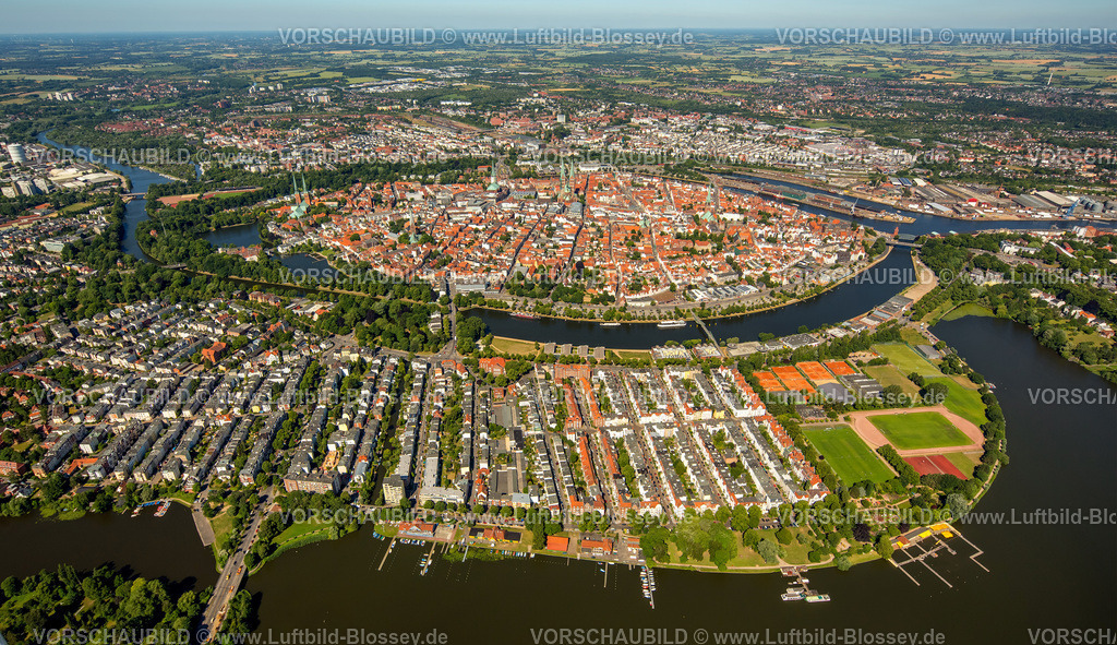 Luebeck15070204 | Altstadt von Lübeck mit Trave und Obertrave,  Lübeck, Lübecker Bucht, Hansestadt, Schleswig-Holstein, Deutschland