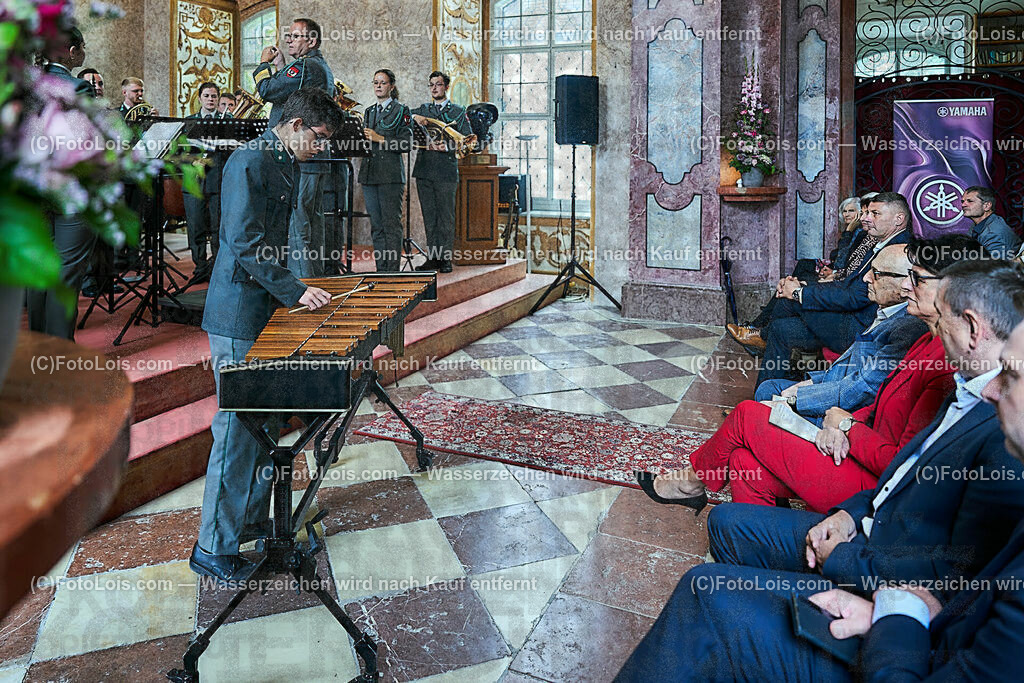 ALS1491_XXXIX-Chopin-Festival_Ausklang_Militaermusikkapelle NOe | (C)FotoLois.com, Alois Spandl, XXXIX. internationales CHOPIN-Festival in der Kartause Gaming, AUSKLANG in der Barockbibliothek mit der Militärmusik Niederösterreich unter der Leitung von Militärkapellmeister Oberst Adolf Obendrauf, So 6. August 2023.