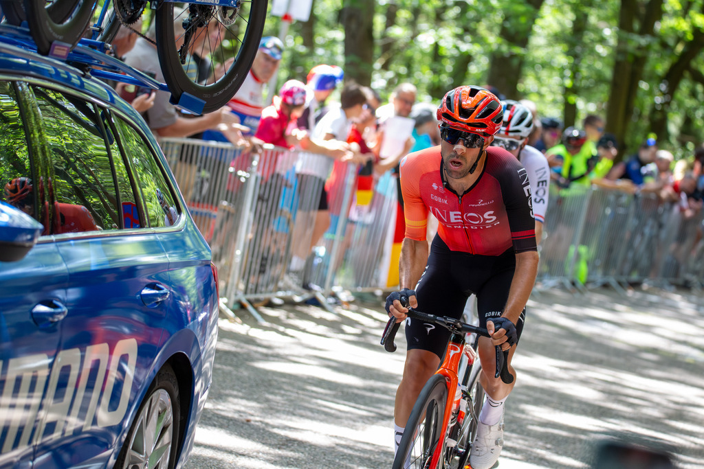 Lidl Deutschland Tour 2024 (Radsport), 4. Etappe und letzte Etappe Von Annweiler am Trifels nach Saarbrücken (182,7 KM). Bild: Ankunft an der Kalmit, dem höchsten Berg im Pfälzerwald | Lidl Deutschland Tour 2024 (Radsport), 4. Etappe und letzte Etappe Von Annweiler am Trifels nach Saarbrücken (182,7 KM). Bild: Ankunft an der Kalmit, dem höchsten Berg im Pfälzerwald - Realisiert mit Pictrs.com