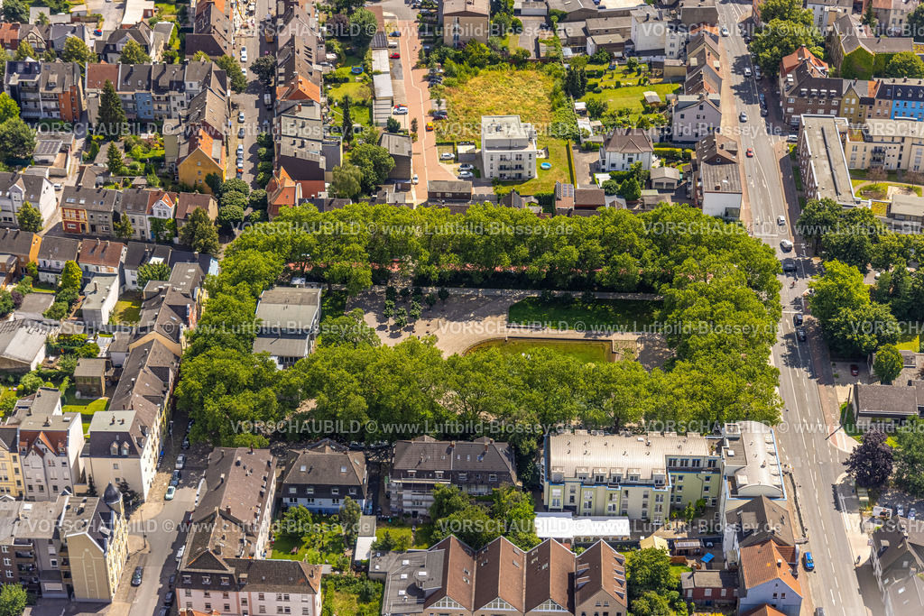 Hamm240706568 | Luftbild, von Bäumen umringter Schillerplatz mit Schillerteich, Mitte, Hamm, Ruhrgebiet, Nordrhein-Westfalen, Deutschland