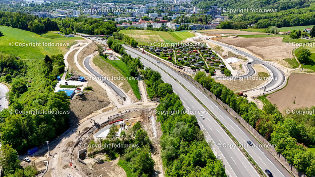 Auhof_ Kleingartenanlage_ 30.04.2024-18 | 30.04.2024, Linz, AUT, Kleingartenlage Auhof, im Bild Auhof, Kleingartenanlage, Baustelle Halbanschlussstelle, Universitaet, Drohne