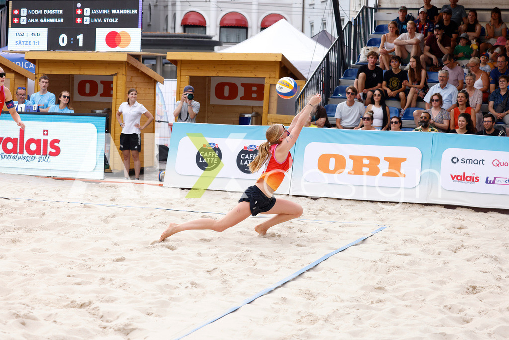 Obi BeachTour 2026 - Basel | BASEL, SWITZERLAND - JULY 18: NOEMI EUGSTER (SUI) during the Obi BeachTour 2026 match between EUGSTER / GÄHWILER (SUI) and WANDELER / STOLZ (SUI) at Barfüsserplatz on July 18, 2026 in Basel, Switzerland. - Realisiert mit Pictrs.com