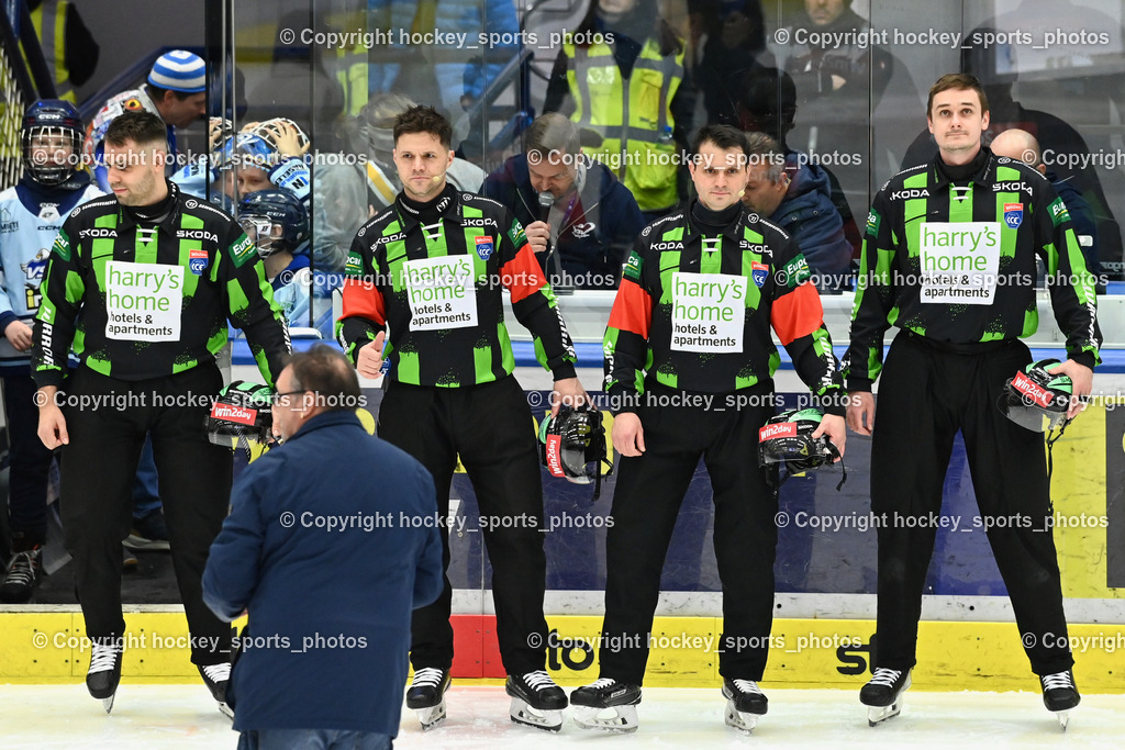 EC IDM Wärmepumpen VSV vs. STEINBACH BLACK WINGS LINZ  | KONC DANIELJAKA Referee, #HRONSKY TOMAS Referee, ZRNIC MILAN Referee, DURMIS OTO Referee, EC IDM Wärmepumpen VSV vs. STEINBACH BLACK WINGS LINZ , EC IDM Wärmepumpen VSV vs. STEINBACH BLACK WINGS LINZ  am 28.01.2025 in Villach (Stadthalle Villach), Austria, (Photo by Bernd Stefan)