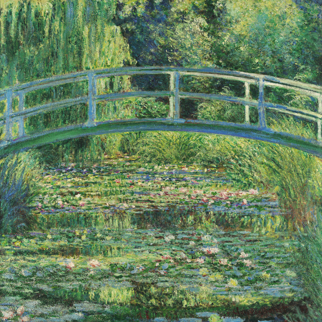Claude Monet - Japanische Brücke im Garten von Giverny | Moderne Wandbilder auf Leinwand, Acylglas, Alu-Dibond oder als Poster. Tauchen Sie ein in die Welt KI-generierter Kunstwerke - entdecken Sie hochwertige Kunstdrucke unserer Gemälde, Illustrationen und fotorealistischen Motive.