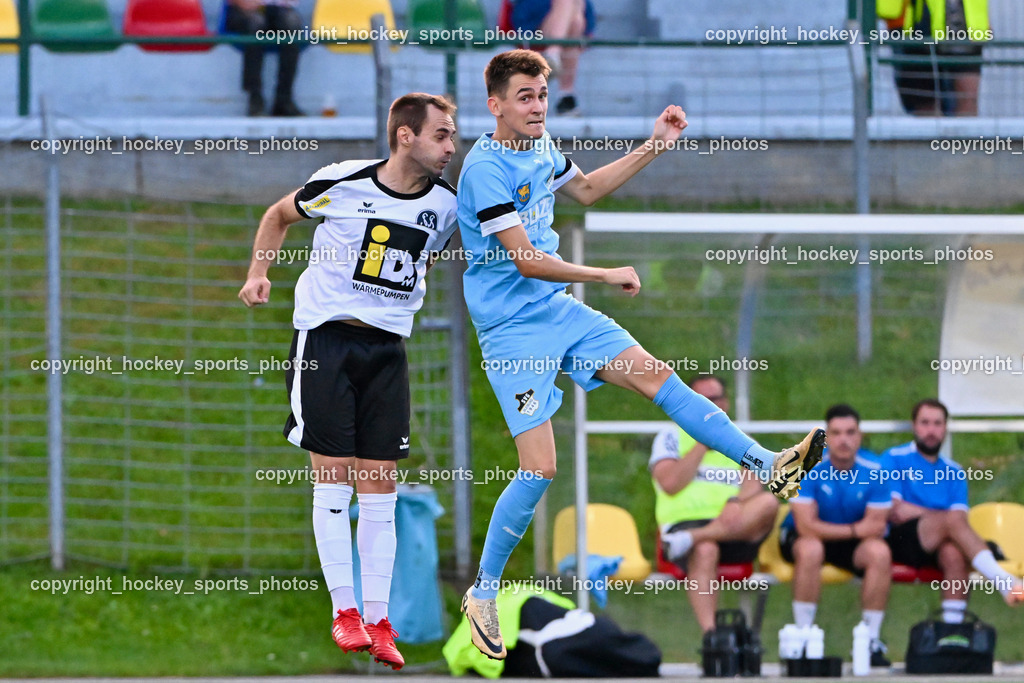SV Spittal vs. SVG Bleiburg | #40 Anton Peric SV Spittal, #28 Deniz Yilmaz SVG Bleiburg, SV Spittal vs. SVG Bleiburg, SV Spittal vs. SVG Bleiburg am 14.08.2024 in Spittal an der Drau (Goldeck Stadion), Austria, (Photo by Bernd Stefan)