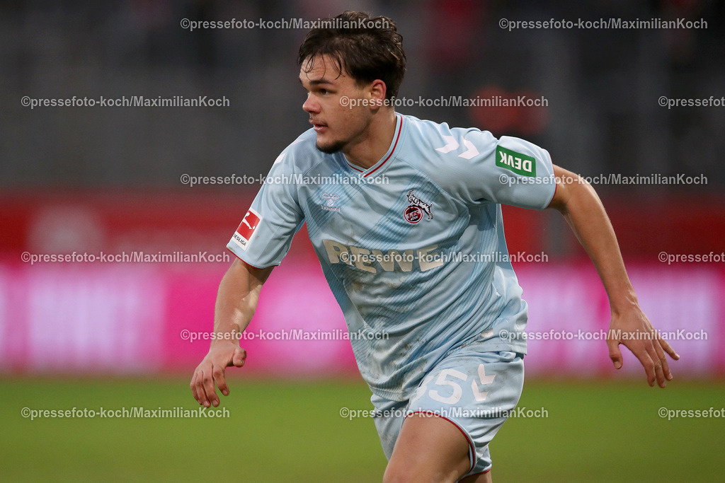 RWE06012402178 | 06.01.2024, Essen, Fußball, Herren, Stadion an der Hafenstraße, Testspiel, Rot-Weiss Essen – 1. FC Köln:  Max Finkgräfe (1.FC Köln). 
DFB regulations prohibit any use of photographs as image sequences and or quasi-video.