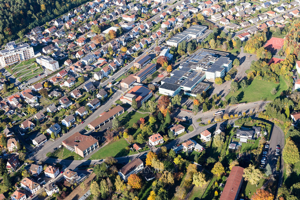 Luftbild: VHS-Zentrum, Grundschule , Realschule plus und Fachoberschule Dahn in Dahn im Bundesland Rheinland-Pfalz in Deutschland. Foto: IMG_104004.jpg vom 14.10.2017 durch Werner Riehm/FLY-FOTO.deWWW.KVHS-SWP.DE