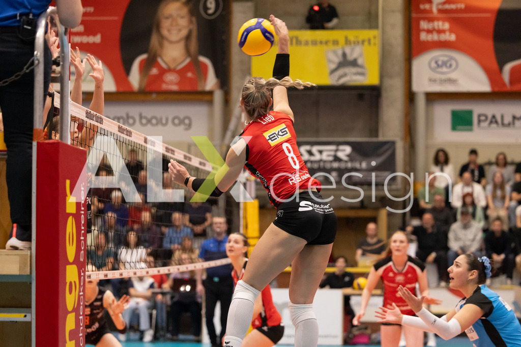 Volleyball I Frauen I Saison 2025-2026 I Volleyball NLA | Women I  Playoffs Finals 2/5 I  VC Kanti Schaffhausen - viteos NUC I  10.04.2026 | 8 Lina-Marie Lieb (DE) (VC Kanti Schaffhausen) – Aussen - Realisiert mit Pictrs.com