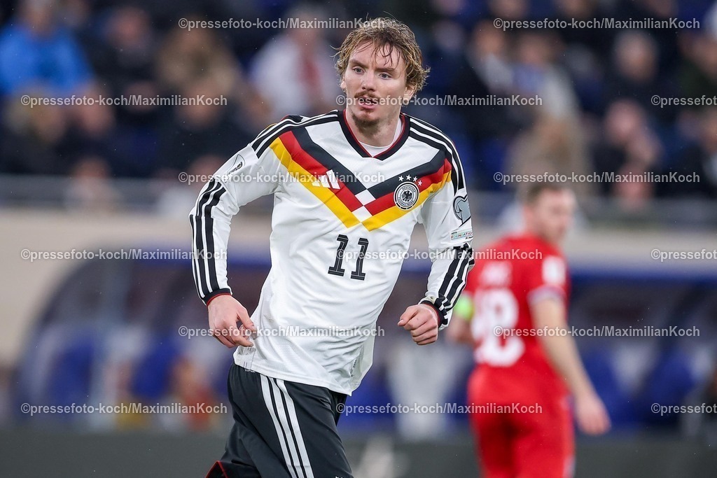 DFB14112501109 | 14.11.2025, Fußball, Länderspiel, WM-Qualifikation Europa, Deutschland - Luxemburg, Stade de Luxembourg (Croix de Gasperich, Luxemburg), 9. Spieltag, Saison 2025 2026: Nick Woltemade (GER #11)  Regulations prohibit any use of photographs as image sequences and or quasi-video.