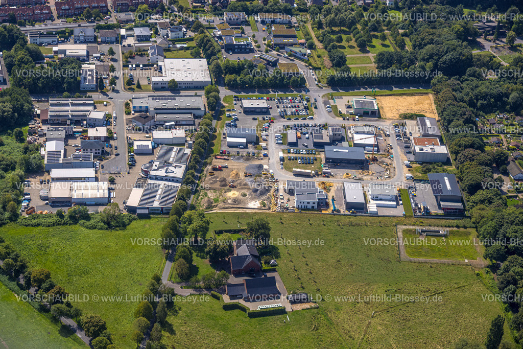 Bottrop250801853Kirchhellen | Luftbild, Gewerbegebiet Baustelle mit Neubau Im Pinntal, Bottrop-Kirchhellen, Ruhrgebiet, Nordrhein-Westfalen, Deutschland