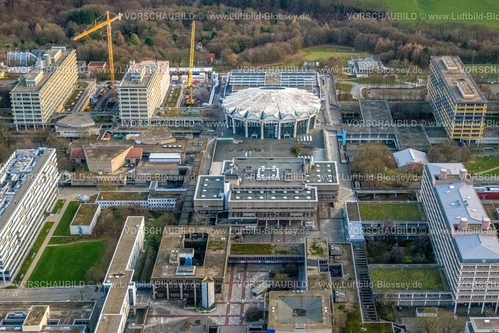 Bochum230102250 | Luftbild, RUB Ruhr-Universität Bochum, Baustelle Ersatzneubau NA, Querenburg, Bochum, Ruhrgebiet, Nordrhein-Westfalen, Deutschland