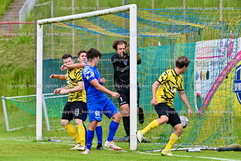 SV Wernberg vs. FC Faakersee | #5 Cajetan Maria Thaddäus Kolig FC Faakersee, #1 Matthias Marcus Kohlmaier SV Wernberg, #69 Robert Illing SV Wernberg, #13 Martin Tschernuth FC Faakersee, #13 Christoph Arneitz SV Wernberg, SV Wernberg vs. FC Faakersee, SV Wernberg vs. FC Faakersee am 01.06.2024 in Wernberg (Sportplatz Wernberg), Austria, (Photo by Bernd Stefan)