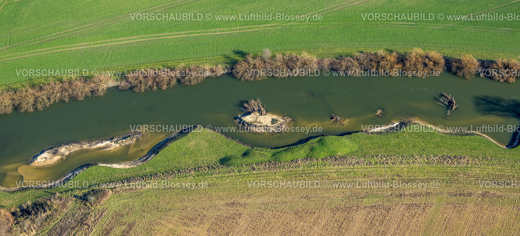 Olfen230206741Lippe | Luftbild, Fluss Lippe an Kanalbrücke Neue Fahrt, Olfen-Kirchspiel, Olfen, Münsterland, Nordrhein-Westfalen, Deutschland