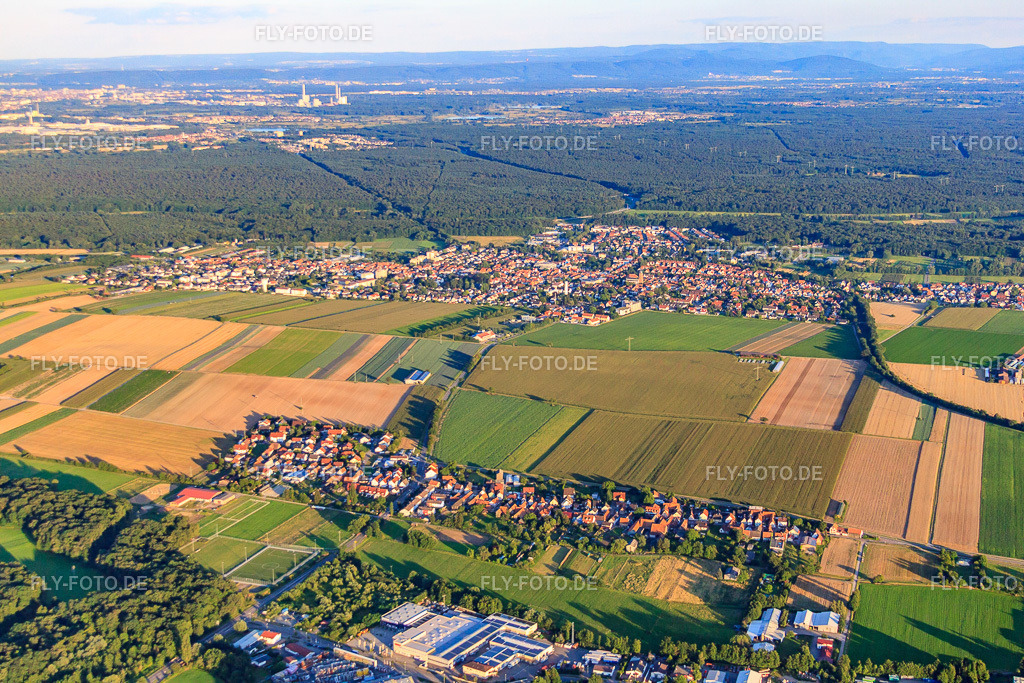 Dorfansicht von Norden | Luftbild: Dorfansicht von Norden im Ortsteil Minderslachen in Kandel im Bundesland Rheinland-Pfalz in Deutschland. Foto: IMG_51145.jpg vom 22.07.2012 durch Werner Riehm/FLY-FOTO.de - Realisiert mit Pictrs.com