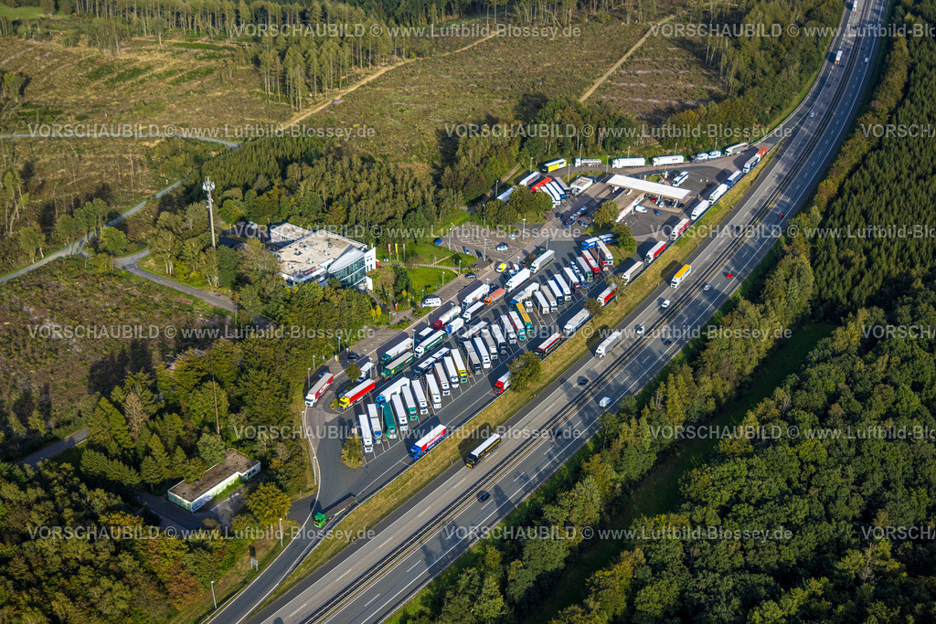 Siegen230913132SiegerlandOst | Luftbild, Autobahn Raststätte Siegerland Ost, Autobahn A45 Sauerlandlinie, Oberschelden, Siegen, Siegerland, Nordrhein-Westfalen, Deutschland