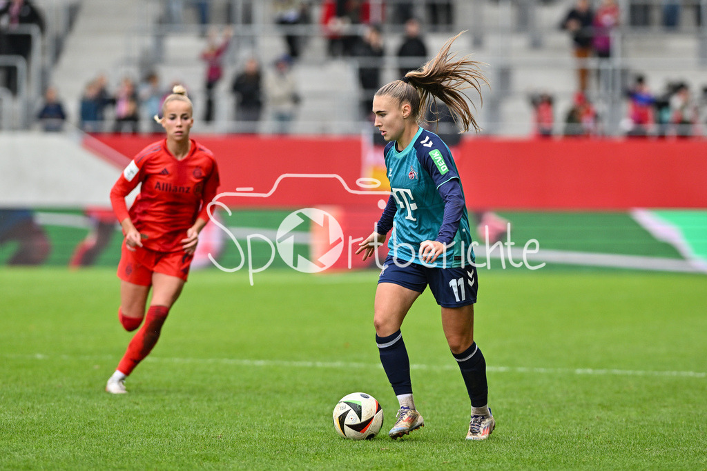 FC Bayern München Frauen - TSG 1899 Hoffenheim Frauen | am Ball Alena BIENZ (1. FC Koeln Frauen #11) / Frauen Bundesliga: FC Bayern München Frauen - 1. FC Köln Frauen, FC Bayern Campus am 05.10.2024