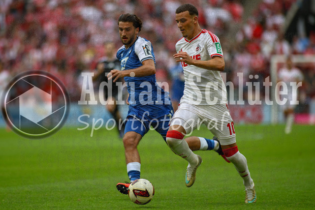 29.08.2026, GER, Fussball, Herren, Bundesliga , 1. Bundesliga, Saison 2026/2027, 1. FC Köln - TSG 1899 Hoffenheim | Leon Avdullahu (TSG) und Said El Mala (KOE) im Kampf um den Ball