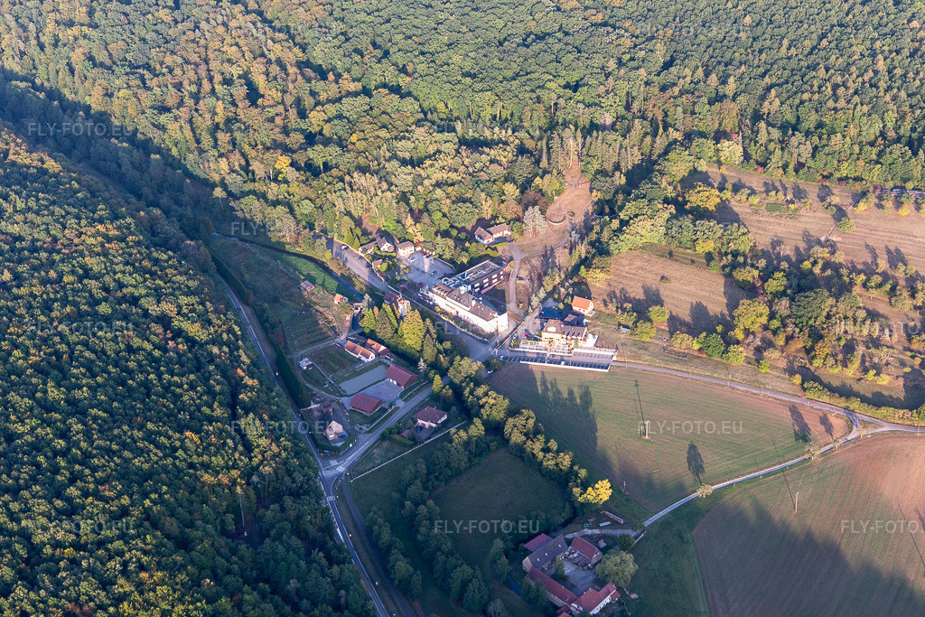 Vue aérienne: Liebfrauenthal, Hôtel Restaurant Traiteur Le Palais Gourmand à Gœrsdorf dans le département Bas Rhin, France. Photo: IMG_123254.jpg prise le 30/09/2020 par Werner Riehm/FLY-FOTO.eu – Résolution de l'original: 5472 x 3648 px
