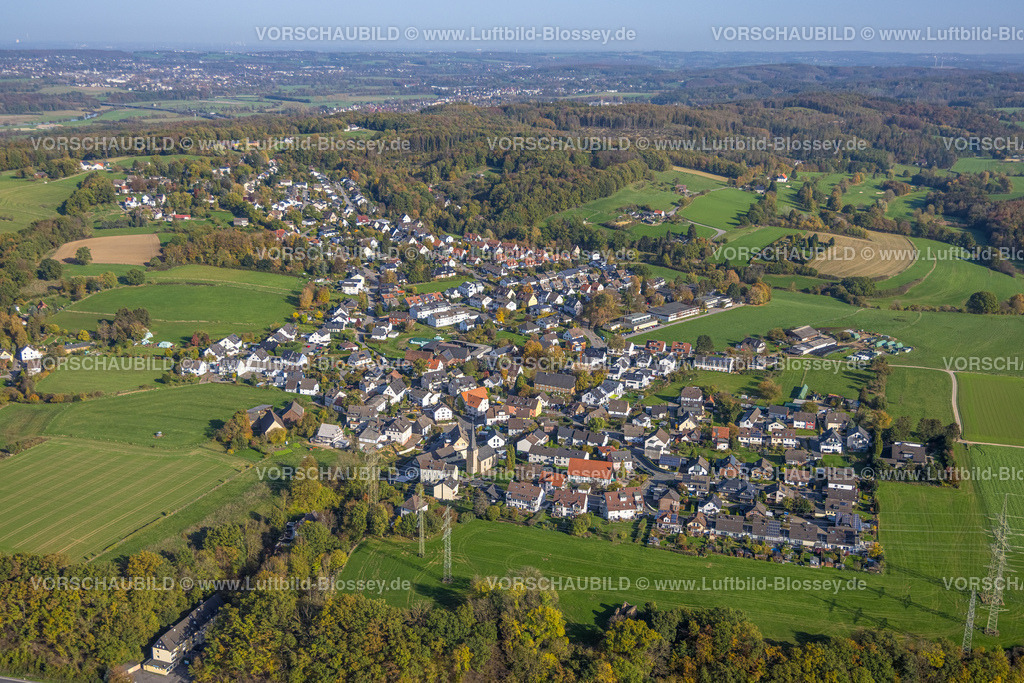 Hagen221016407 | Luftbild, Ansicht Ortsteil Berchum, evang. Kirche, Lennetal, Hagen, Ruhrgebiet, Nordrhein-Westfalen, Deutschland