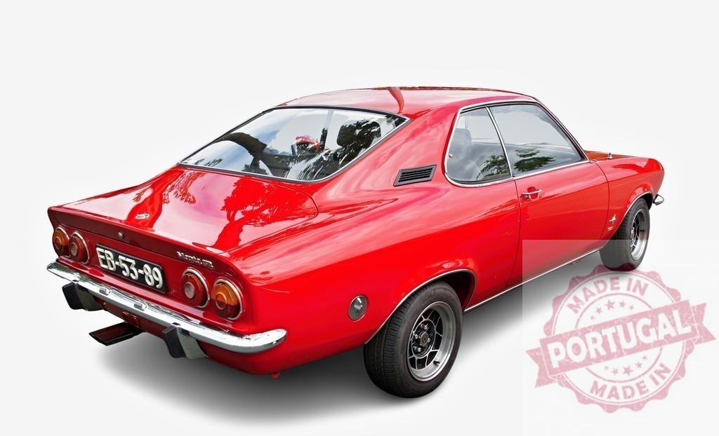Red vintage Opel Manta coupe on white background | Red vintage Opel Manta A series coupe presenting classic automotive design - Realisiert mit Pictrs.com