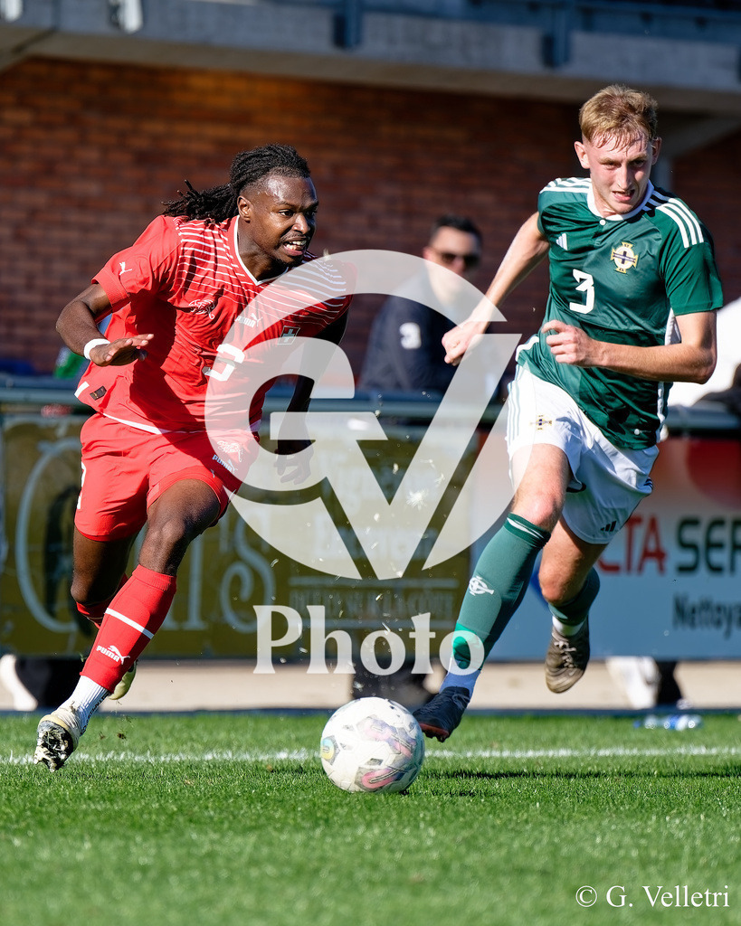 UEFA Region's Cup - NI Western Region v Vaud | Stephane Goncalves Gomes (3 Vaud) goes forward (action) during the UEFA Region's Cup game between NI Western Region and Vaud at Centre Sportif de Colovray in Nyon, Switzerland 