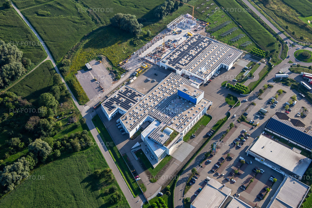 Luftbild: Zimmer Group Am Glockenloch im Ortsteil Freistett in Rheinau im Bundesland Baden-Württemberg in Deutschland. Foto: IMG_137791.jpg vom 18.08.2023 durch Werner Riehm/FLY-FOTO.deZimmer Group
