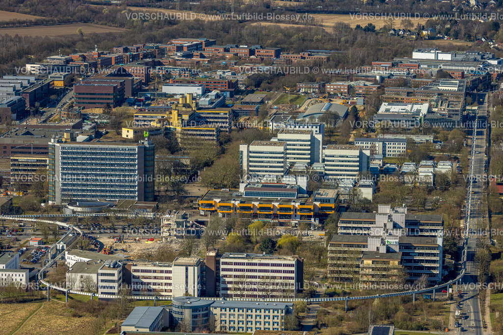 Dortmund250300773 | Luftbild, TU Technische Universität Dortmund, H-Bahn Großkabinenbahn, Eichlinghofen, Dortmund, Ruhrgebiet, Nordrhein-Westfalen, Deutschland