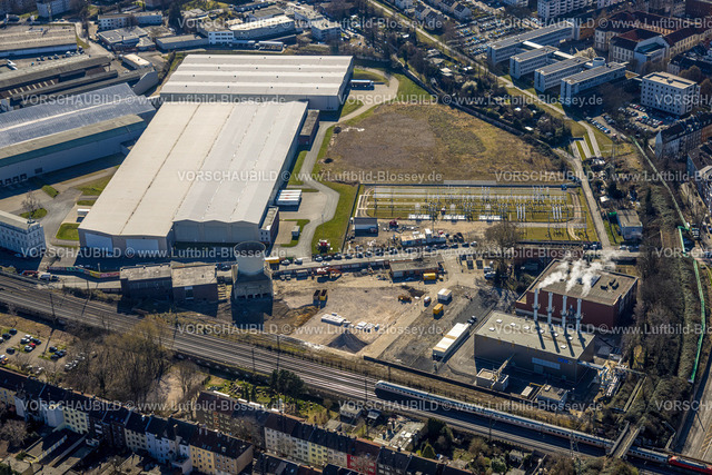Dortmund250300246 | Luftbild, Gewerbegebiet Weißenburger Straße mit Brachfläche, Kraftwerk Dortmund rauchende Schornsteine, Kaiserbrunnen, Dortmund, Ruhrgebiet, Nordrhein-Westfalen, Deutschland