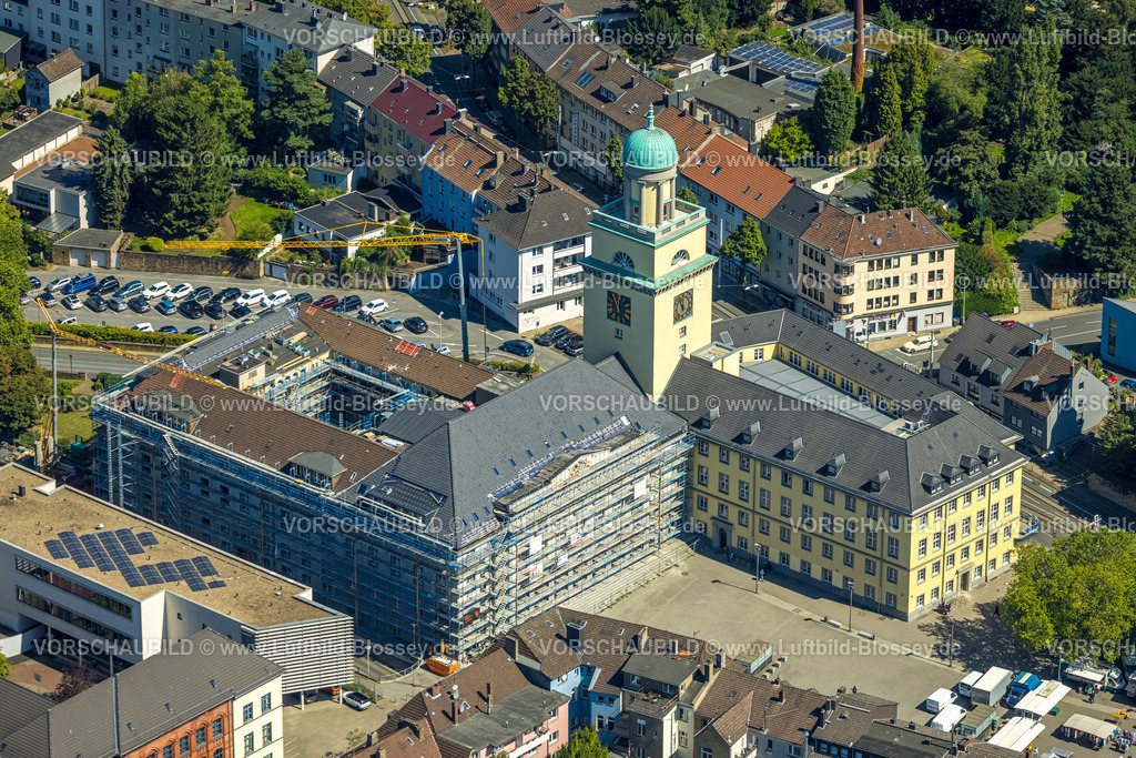 Witten230800470 | Luftbild, Rathaus und Baustelle mit Renovierung, Witten, Ruhrgebiet, Nordrhein-Westfalen, Deutschland