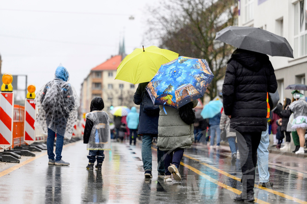 _DWA2280 | Trotz Nieselregen schlängelte sich der „Gaudiwurm“ am Sonntag durch die Nürnberger Innenstadt an tausenden Faschingsfans vorbei.  Nürnberg, 11.02.2024 - Realized with Pictrs.com