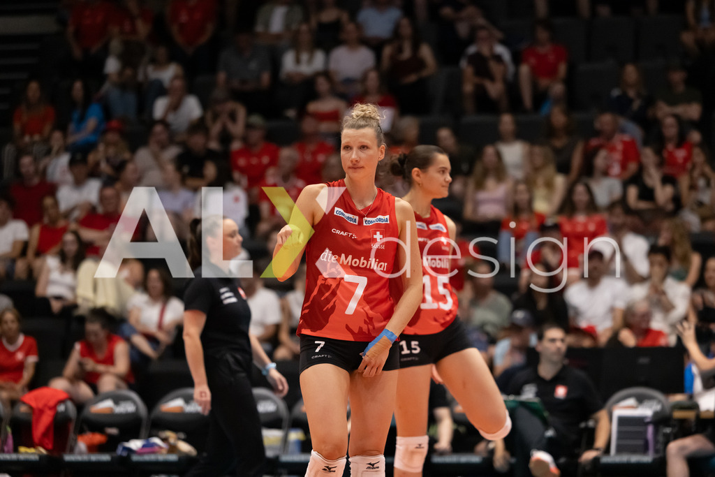 Austria v Switzerland - CEV European League Women | KRIENS, SWITZERLAND - JUNE 14: MÉLINE PIERRET of Switzerland during the CEV European League match between Austria and Switzerland at Pilatus Arena on June 14, 2026 in Kriens, Switzerland. - Realisiert mit Pictrs.com