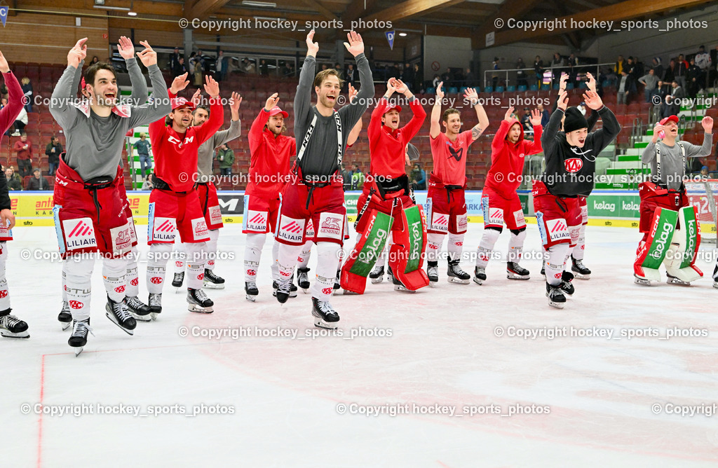 EC IDM Wärmepumpen VSV vs. EC KAC 17.3.2023 | EC KAC Mannschaft Jubel über Viertelfinal Sieg