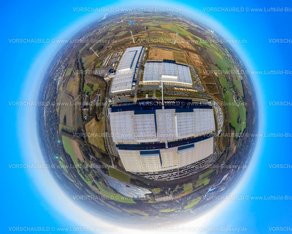 Dortmund240190046 IKEA_Ellinghausen | Luftbild, IKEA Distribution Services Warenlager, Erdkugel, Fisheye Aufnahme, Fischaugen Aufnahme, 360 Grad Aufnahme, tiny world, little planet, fisheye Bild, Schwieringhausen, Dortmund, Ruhrgebiet, Nordrhein-Westfalen, Deutschland