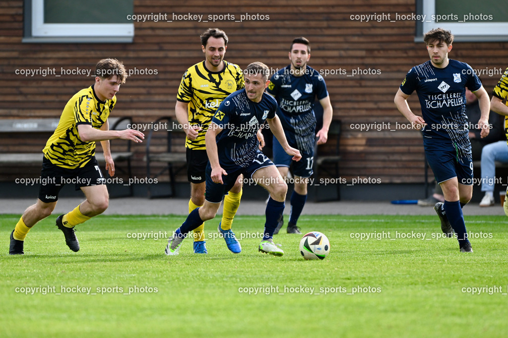 FC Faakersee vs. FC Dölsach | #7 Felix Michael Bachlechner FC Faakersee, #12 Christian Brandstätter FC Dölsach, #9 Philipp Hochegger FC Dölsach, FC Faakersee vs. FC Dölsach, FC Faakersee vs. FC Dölsach am 20.04.2025 in Finkenstein (Sportplatz Finkenstein), Austria, (Photo by Bernd Stefan)