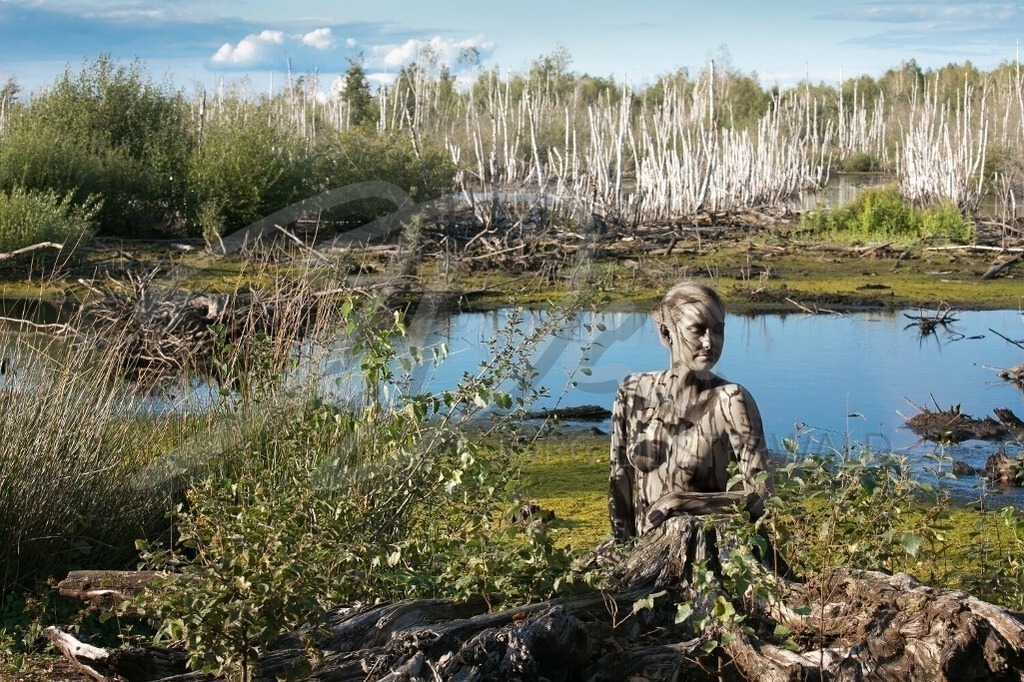 NatureArt-TORFBIRKEN_7024 | Wasser zwischen Birken | #002 | Modell: Anna-Lena | Foto: Peter Bunn - Realisiert mit Pictrs.com