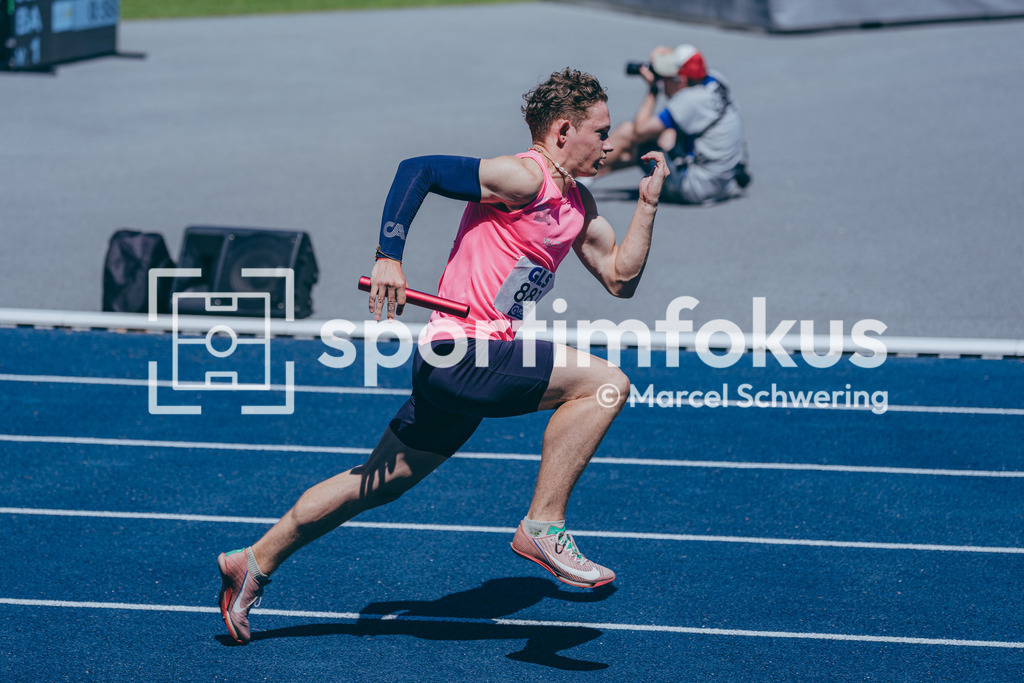 Deutsche Meisterschaften U20 / U16 2026 | Louis Holzkamp, StG CA/DA, 881, 4x100-Meter-Staffel, Deutsche Meisterschaften der U20 &amp; U16 2026, Lohrheidestadion Bochum-Wattenscheid, 10.07.2026. Foto: Marcel Schwering / sportimfokus - Realisiert mit Pictrs.com