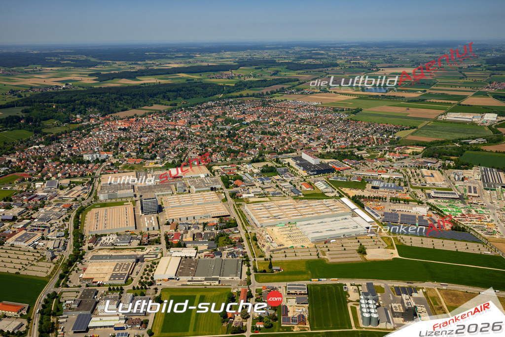 Das Luftbild zeigt Gewerbegebiet Mindelheim - Die Luftaufnahme wurde 2023 vom UL-Flugzeug aus erstellt ( keine Drohne ) - Hochauflösende Luftaufnahme - Für grossformatige Ausdrucke geeignet. Die Geschenkidee !Mit Lizenz und Bildrechte bestellbar