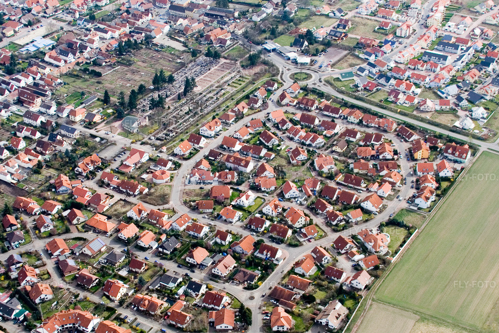Luftbild: Pommerring in Offenbach an der Queich im Bundesland Rheinland-Pfalz in Deutschland. Foto: IMG_9753.jpg vom 15.03.2008 durch Werner Riehm/FLY-FOTO.de