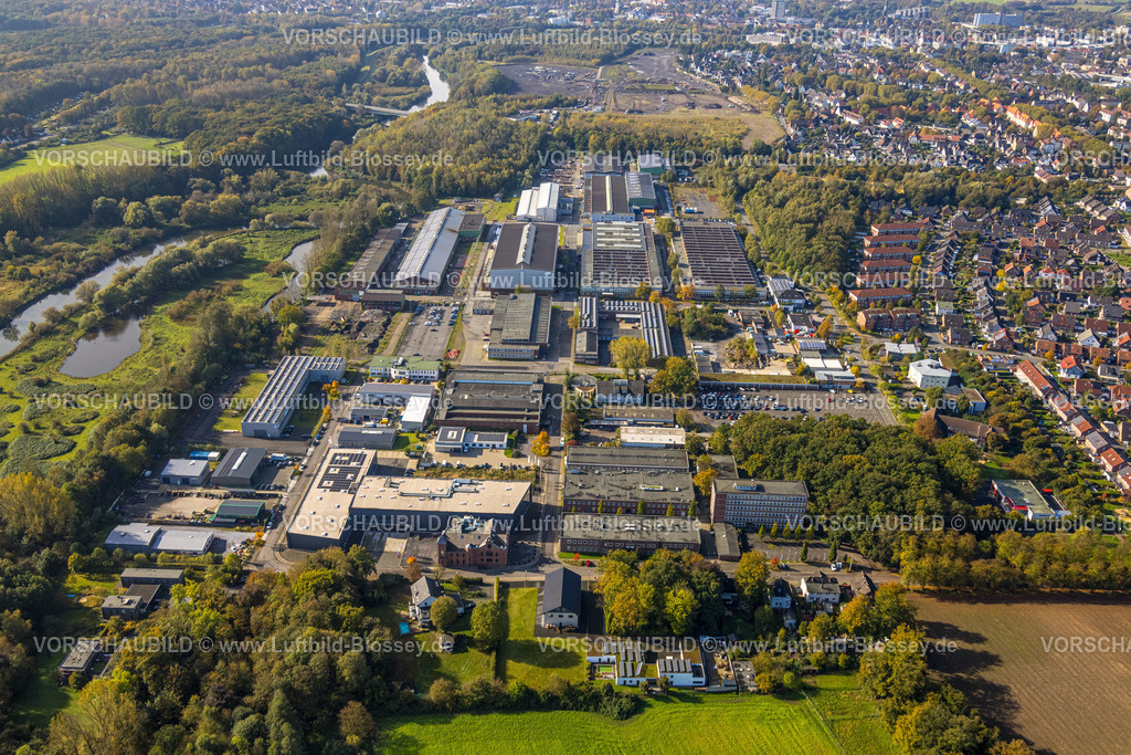 Luenen241012332 | Luftbild, Gewerbegebiet Industriestraße Hüttenallee, Naturschutzgebiet Lippe-Halbinsel Lünen, Wethmar, Lünen, Ruhrgebiet, Nordrhein-Westfalen, Deutschland