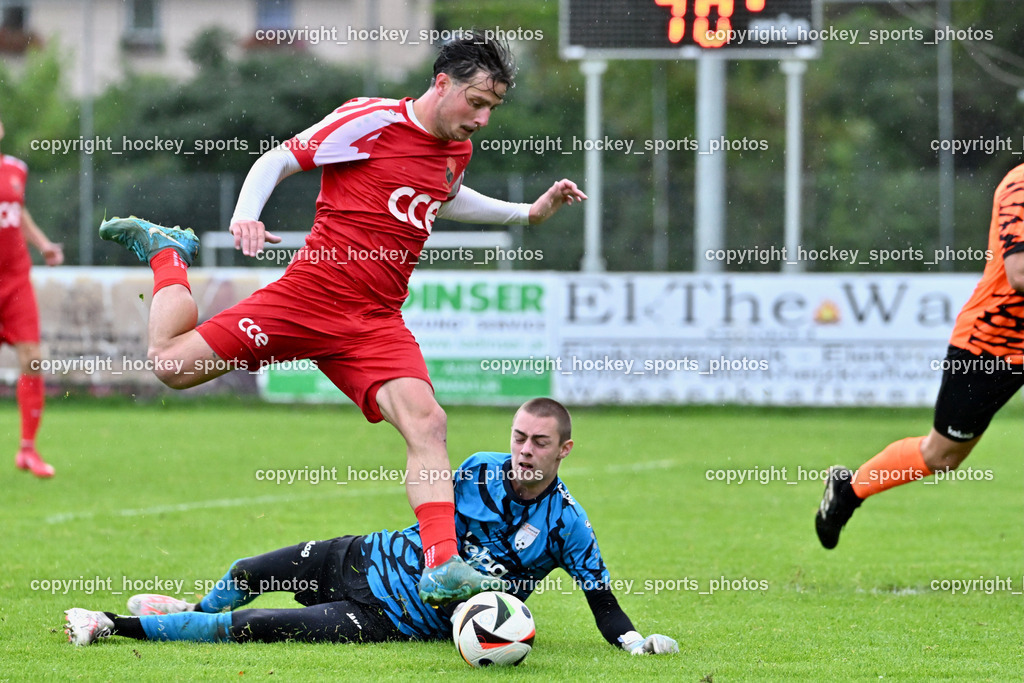 SV Viktoria Viktring vs. FC Mondi Frantschach | #1 Lukas Knapp FC Frantschach, #10 Arnel Karahasanovic FC Frantschach, SV Viktoria Viktring vs. FC Mondi Frantschach, SV Viktoria Viktring vs. FC Mondi Frantschach am 02.08.2025 in Klagenfurt (Sportplatz Viktrink), Austria, (Photo by Bernd Stefan)