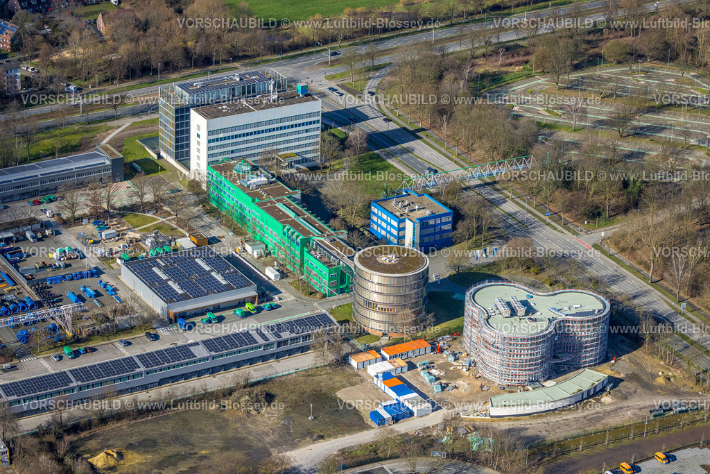 Gelsenkirchen230211381 | Luftbild, Gelsenwasser AG Wasserversorgungsunternehmen sowie Baustelle Daimlerstraße, Erle, Gelsenkirchen, Ruhrgebiet, Nordrhein-Westfalen, Deutschland