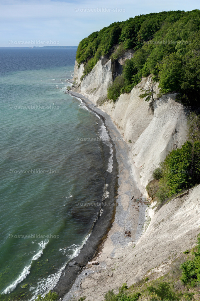 Blick auf die Kreidefelsen des Wissower Ufers | Blick vom Hochufer auf die weissen Kreidefelsen des Wissower Ufers.