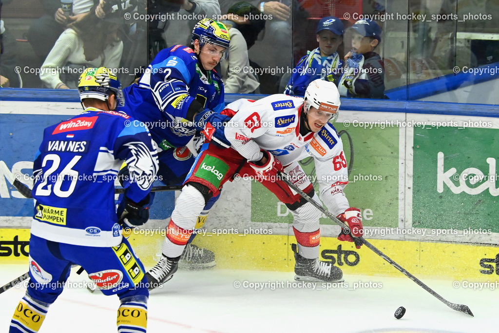 EC IDM Wärmepumpen VSV vs. EC KAC  | #26 VAN NES Guus EC VSV, #2 MACPHERSON Dylan EC VSV, #68 Gomboc Luka EC KAC, EC IDM Wärmepumpen VSV vs. EC KAC , EC IDM Wärmepumpen VSV vs. EC KAC  am 27.10.2024 in Villach (Stadthalle Villach), Austria, (Photo by Bernd Stefan)