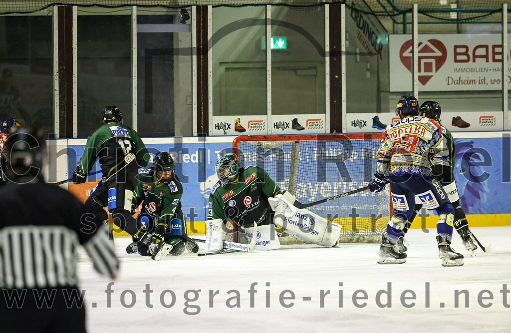 2022-12-09_132_TSV_Erding_gegen_EHC_Waldkraiburg | Erding, Deutschland, 09.12.2022:
Eishockey, Bayernliga 2022 / 2023, 19. Spieltag, TSV Erding gegen EHC Waldkraiburg, Endergebnis: 9:2

Dominik Wagner (Erding Gladiators, #12), Simon Franz (Erding Gladiators, #4), Torwart Thomas Hingel (Erding Gladiators, #33)

Foto: Christian Riedel / fotografie-riedel.net
