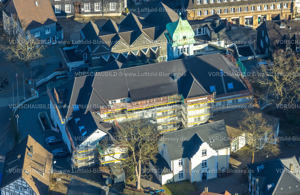 Herdecke260304459 | Luftbild, Altstadt und Rathaus mit Baustelle und Baugerüst, Herdecke, Ruhrgebiet, Nordrhein-Westfalen, Deutschland