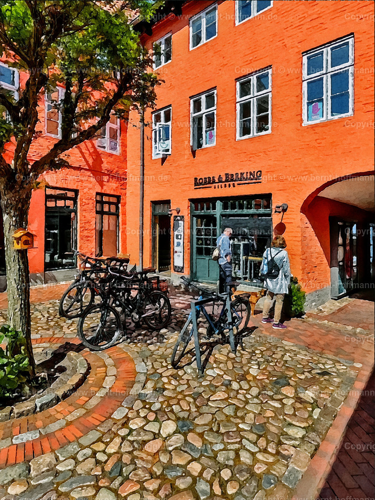 PDM2_2127_FL_RoterHof_60x80 | DIGITALKUNST. " Roter Hof " in der Flensburger Innenstadt. Blick in den Westteil des Hofes in der Roten Straße. - Realisiert mit Pictrs.com